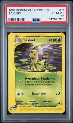 2002 POKEMON EXPEDITION #71 BAYLEEF PSA 10 - Image 1
