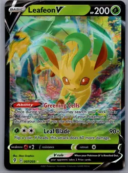 Leafeon V 007/203 - Pokemon TCG Evolving Skies Sword & Shield Ultra Rare Card NM - Image 1
