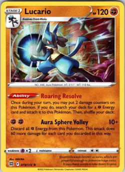 Lucario 079/172 SWSH09: Brilliant Stars Pokemon TCG NM Holo - Image 1
