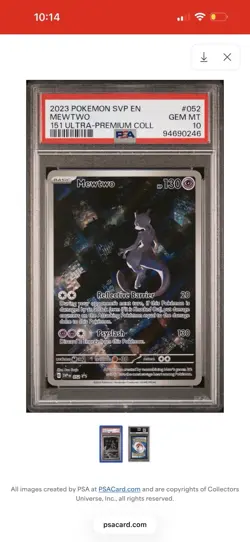 Pokemon Mewtwo TCG 151 SVP 052 Ultra Premium Collection Promo PSA 10 Gem MT - Image 1