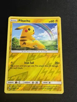 Pikachu 28/73 Shining Legends LP Reverse Holo Common Pokemon Card TCG English - Image 1