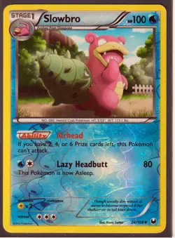 2012 POKEMON SLOWBRO 24/108 DARK EXPLORERS - REVERSE HOLO- UNCOMMON- NM/LP (S6) - Image 1