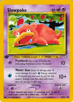 Slowpoke - 1st Edition - 73/111 Neo Genesis - WOTC Unlimited - Pokemon TCG 2000 - Image 1