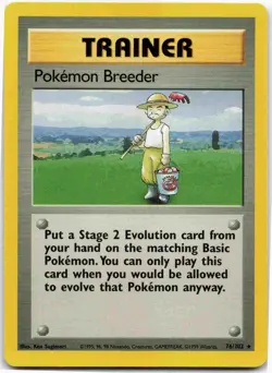 Pokemon Breeder Rare Base Set BS Trainer Normal 076/102 1999 NM - Image 1