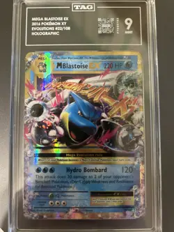 Pokemon M Blastoise EX XY Evolutions Holo Ultra Rare #22 TAG 9 Mint - Image 1