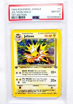 First Edition JOLTEON #4 4/64 Holo Rare Pokemon 1st Ed Jungle PSA 8 NM-MINT 1999 - Image 1