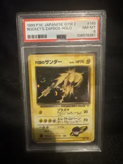 Pokemon Japanese Gym 2 Rocket’s Zapdos No. 145 Holofoil PSA 8 - Image 1