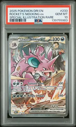 2025 POKEMON DRI EN-DESTINED RIVALS #233 TEAM ROCKET'S NIDOKING EX PSA 10 - Image 1