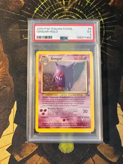 Pokemon Italian Gengar 5/62 Fossil Vintage Holo SWIRL PSA 5 - Image 1