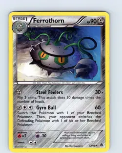 Pokemon TCG Ferrothorn B&W Emerging Powers 72/98 Reverse Holo Rare Played MP-LP - Image 1