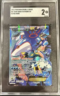 2015 POKEMON DOUBLE CRISIS TEAM AQUAS KYOGRE EX ULTRA RARE - Image 1