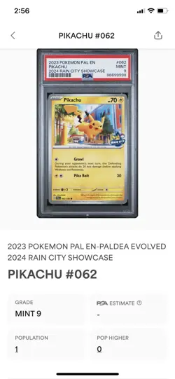 Pokemon Pikachu Rain City Showcase Promo 10/11/2024 ULTRA RARE GRADED PSA 9 - Image 4