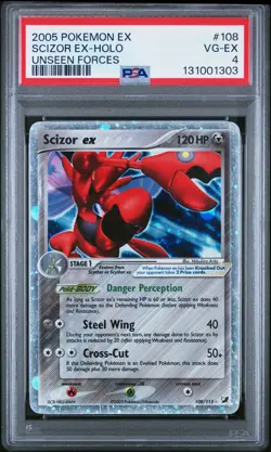 2005 POKEMON EX UNSEEN FORCES #108 SCIZOR EX-HOLO PSA 4 - Image 1