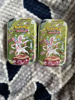 2 x Pokemon TCG Scarlet & Violet Prismatic Evolutions Mini Tins Sealed Sylveon - Image 1