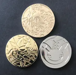 3 X Pokemon Metal Coin Charizard VMAX Zacian UPC SWSH Celebrations Pikachu - Image 1