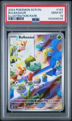 2024 POKEMON SCR EN-STELLAR CROWN ILLUSTRATION RARE #143 BULBASAUR PSA 10 - Image 1