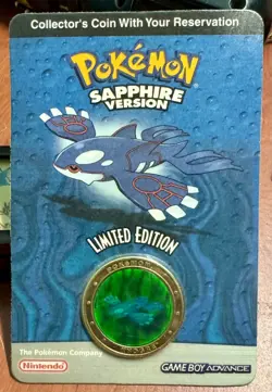 Pokemon - Sapphire Kyogre Limited Edition Holographic Collectible Coin Sealed - Image 1