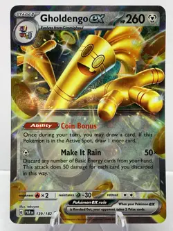 Pokemon Gholdengo ex 139/182 Paradox Rift Scarlet & Violet Double Rare - Image 2