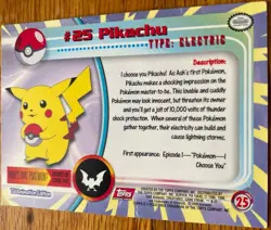Pikachu #25 Pokemon Card Red Topps Logo Label - 1999 TV Series - Image 2