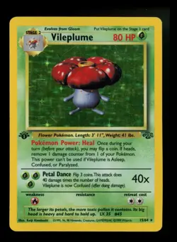 #3 1st Edition Vileplume 15/64 Jungle 1999 Holo Rare WOTC Pokemon Card TCG - Image 1