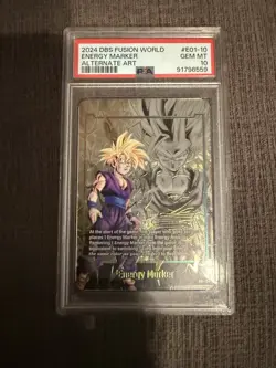 PSA 10 Son Gohan Dragon Ball Super Fusion World Energy Marker #E01-10 Card TCG - Image 1