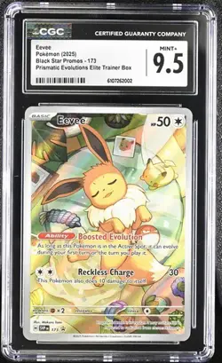 CGC Mint+ 9.5: Eevee (173) Pokemon Prismatic Evolutions ETB Black Star Promo EN - Image 1