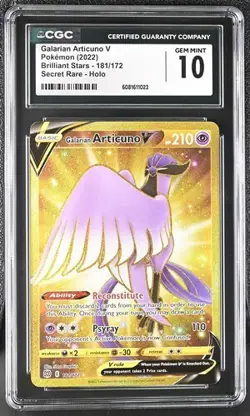 CGC Gem Mint 10: Galarian Articuno V (181/172) Pokemon Brilliant Stars (EN) - Image 1