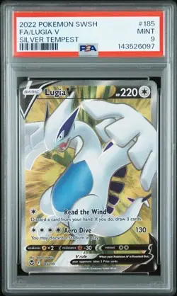 Pokemon Silver Tempest 🐉 Lugia V #185/195 PSA Mint 9 — Full Art 2022 - Image 1