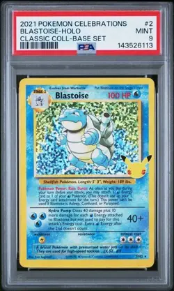 Pokemon PSA 9 MINT Celebrations Blastoise 2/102 Classic Collection Holo - Image 1