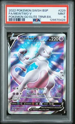 PSA 9 2022 Pokemon Swsh Black Star Promo #229 Mewtwo V Full Art - Image 1