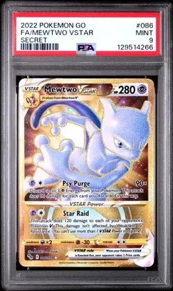 PSA 9 MEWTWO VSTAR 086 GOLD SECRET POKEMON GO MINT - Image 1