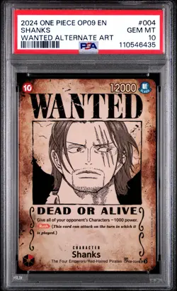 One Piece 2024 Emperors in the New World Wanted Art Shanks #OP09-004 PSA 10 - Image 1