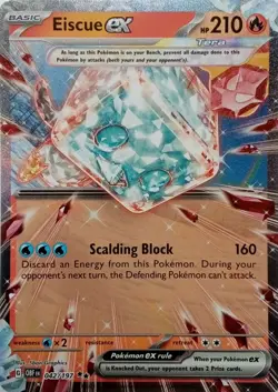 042/197 EISCUE EX DOUBLE RARE OBSIDIAN FLAMES POKEMON CARD - Image 1