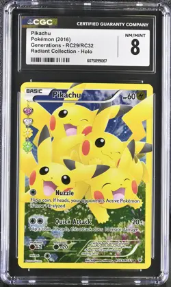 CGC 8 Pikachu 2016 Generations RC29/RC32 Radiant Collection Holo Pokemon Card - Image 1
