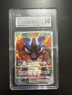 CGC 10 GEM MINT Lucario VSTAR SWSH291 Sword & Shield Full Art Promo Card Holo - Image 1