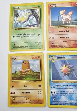 Vintage Pokemon Lot Of 6 Cards WOTC Base Set Starmie Weedle Ponyta Diglett LP - Image 4