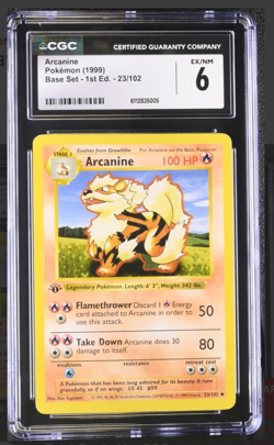 Arcanine 1st Edition Base Set 1999 23/102 Card CGC 6 Near Mint Pokemon - Image 1