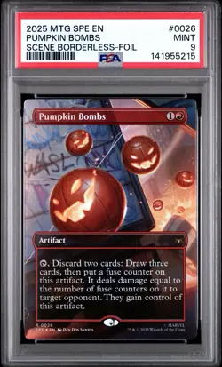 Magic The Gathering Borderless Foil PSA 9 Pumpkin Bombs 0026 - Image 1