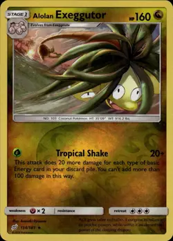 Alolan Exeggutor 114 Rare SM Team Up 114/181 Dragon Reverse Holo Pokemon Card - Image 1