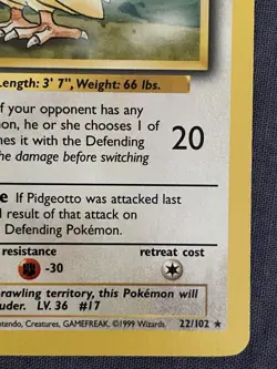 Pokemon Pidgeotto 22/102 WotC Base Set Unlimited Rare Card TCG Vintage Non Holo - Image 4