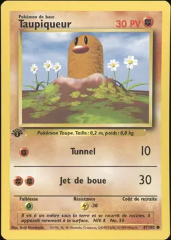 1999 Pokemon FRENCH 1st Edition Base Set Taupiqueur-Diglett 47/102 EX-MT - Image 1