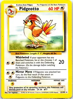 Pokemon tcg Base Set Pidgeotto #022/102 Rare .C1N - Image 1