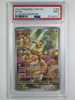 PSA Mint 9 Pokemon TCG: Eevee 188/167 Twilight Masquerade Illustration Rare - Image 1