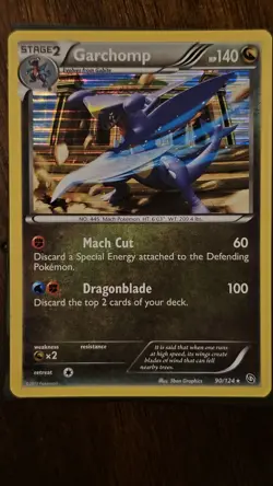 Pokemon TCG Garchomp 90/124 Dragons Exalted Holo Rare Stage 2 Dragon 140 HP 2012 - Image 1