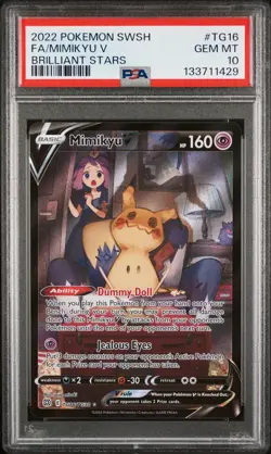 2022 POKEMON SWORD & SHIELD BRILLIANT STARS #TG16 FULL ART/MIMIKYU V PSA 10 - Image 1
