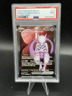 2025 Pokemon DRI EN Ultra Rare #213 Rocket's Mewtwo ex PSA 9 MINT - Image 1