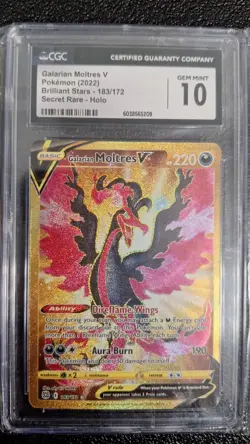CGC 10 - Pokemon (2022) EN Brilliant Stars Secret Rare - Galarian Moltres V #183 - Image 1