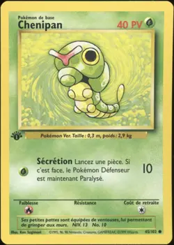 1999 Pokemon FRENCH 1st Edition Base Set Chenipan-Caterpie 45/102 NM 2 - Image 1