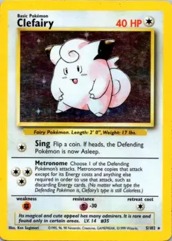 Pokemon TCG Clefairy Holo Rare Base Set 5/102 Unlimited LP (SKU 1-4) - Image 1
