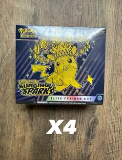 Pokemon Surging Sparks ETB Elite Trainer Box Factory Sealed - LOT Of 4 FAST SHIP - Image 1